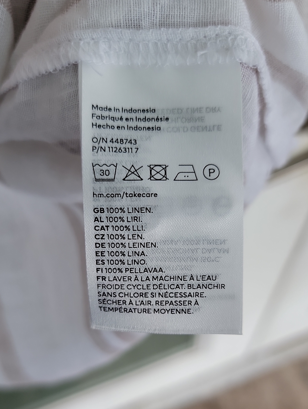 H&M Striped Linen Oversized Button-Up Shirt in White and Beige Marked XS - Picture 7 of 12